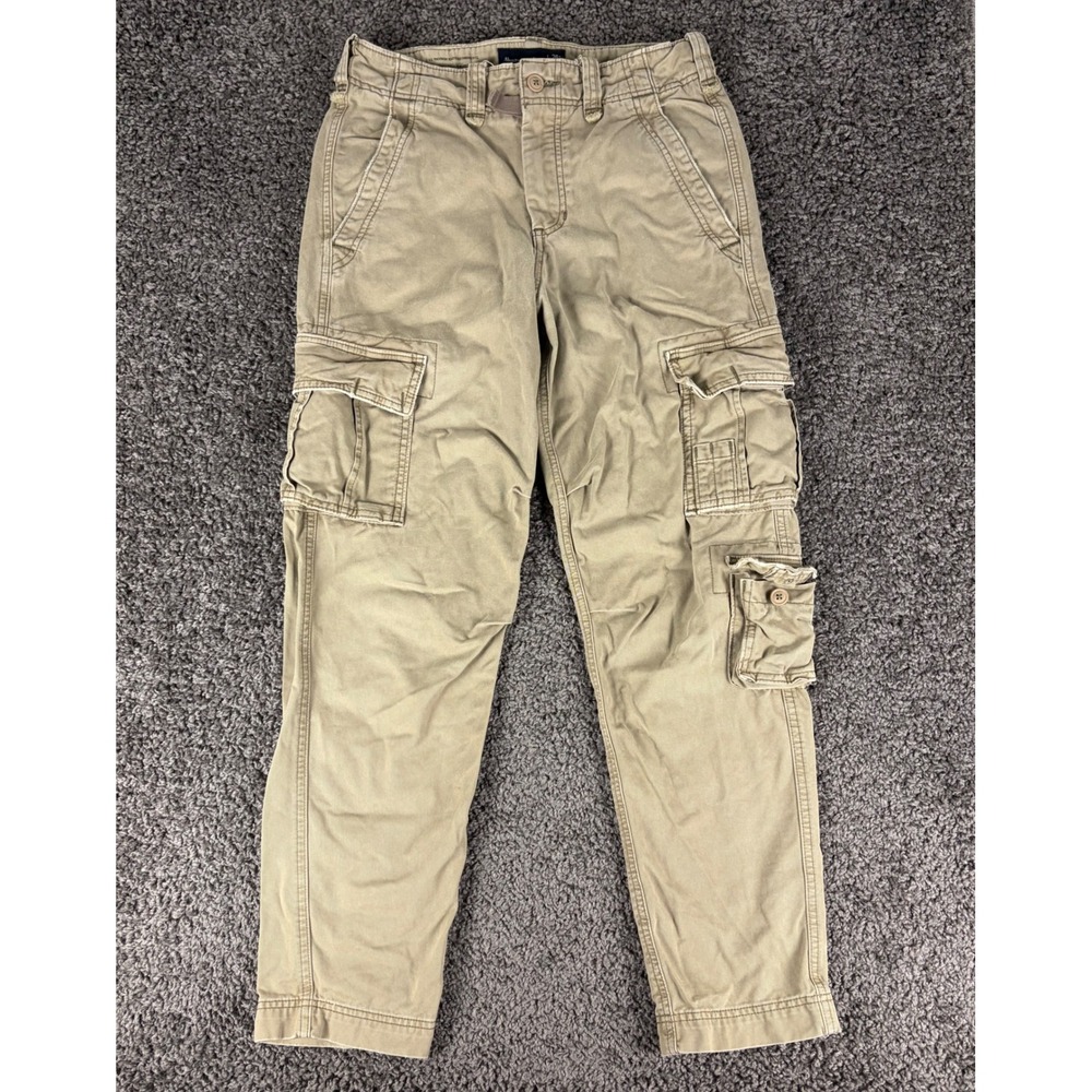 Abercrombie & Fitch Mens Loose Fit Cargo Pants Khaki Tan 28x32 Utility Trousers